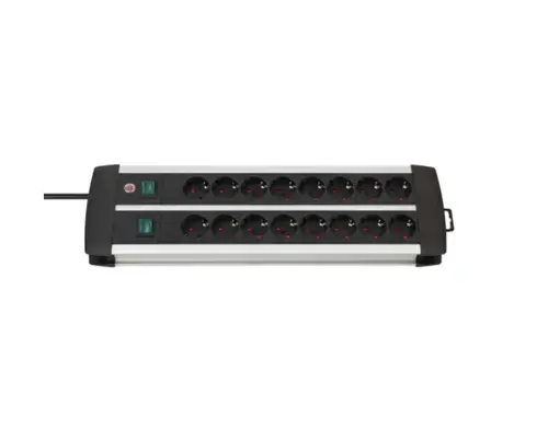 Priza multipla 16 posturi, cablu 3 metri, Premium-Aluminium Line, Brennenstuhl, Switch On/Off iluminat, Protectie copii
