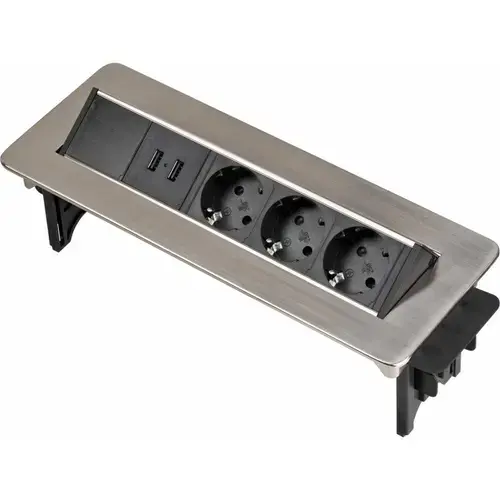Priza multipla, 3P, 2M, USB, incorporabila