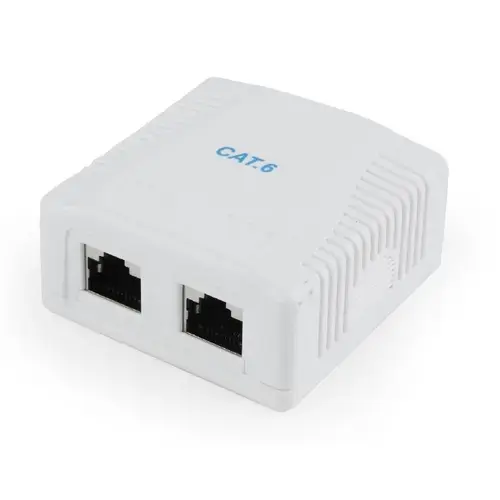 Priza RJ45 GEMBIRD Cat6. pentru FTP, 2 x RJ45, include kit montare, Alb