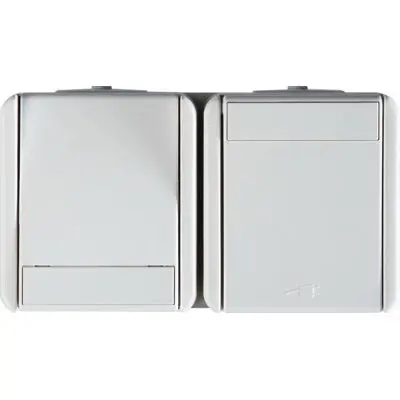Priza Sch+Cap Sc oriz IP44alb, TEM Modul TEM-CF16PW-U