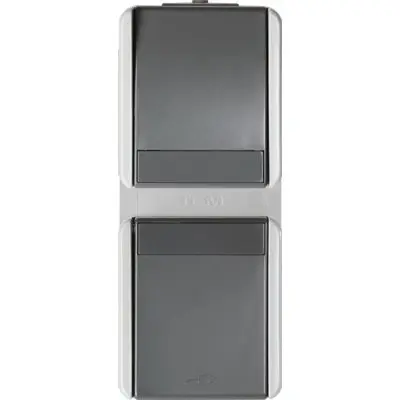 Priza Sch+CapSc vert IP44gri, TEM Modul TEM-CF13GY-U