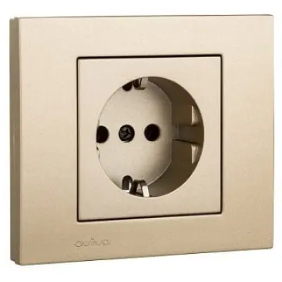 Priza Schuko cu Prot. Copii ST Grano Met Ovivo OV00228, 16A, 250V, IP20, titan