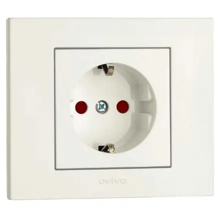 Priza Schuko cu Protectie Copii ST Grano Ovivo OV00028, 16A, 250V, IP20, Nat alb