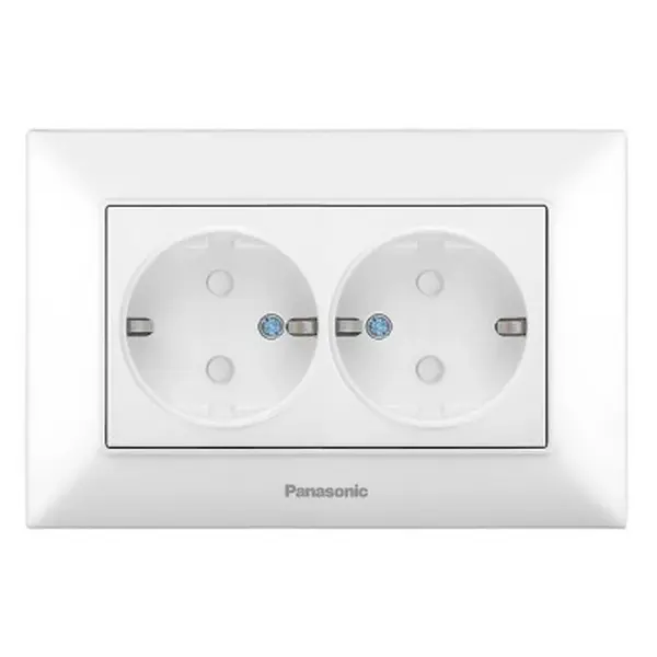 Priza SCHUKO dubla 2P+E cu obturator protectie copil 16A 250V alb, P-AS2.COP