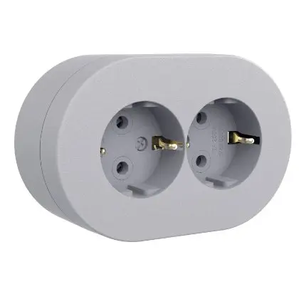 Priza Schuko Dubla PT xOne Ovivo OV00912, 16A, 250V, IP54, gri