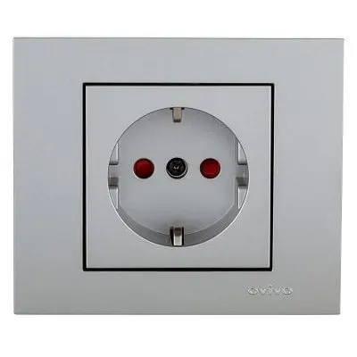 Priza Schuko Ovivo Grano Metalic OV00127, 16A, argintiu