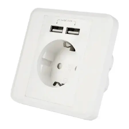 Priza Schuko perete Gembird G-EGACU2A201, 2 x USB (Alb)