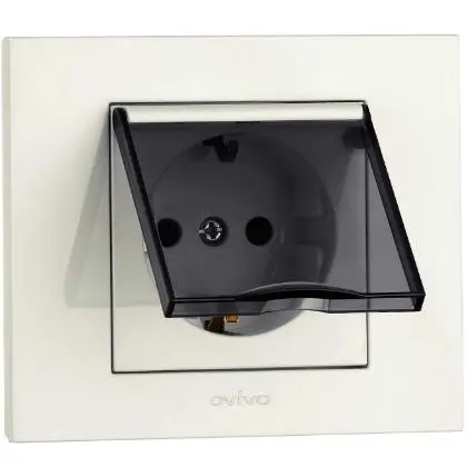 Priza Schuko Prot.Copii cu Capac ST Grano Ovivo OV00029, 16A, 250V, IP20, Nat alb