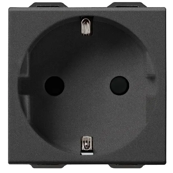 Priza schuko SICURY 2 module Vimar Neve Up 09208.CM, 2P+E 16A carbon matt