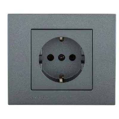 Priza Schuko ST Grano Met Ovivo OV00177, 16A, 250V, IP20, fumuriu