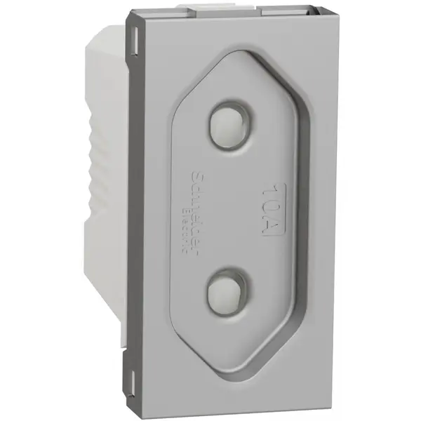 Priza standard european 2P 10A 1 modul Schneider Noua Unica NU303130, aluminiu