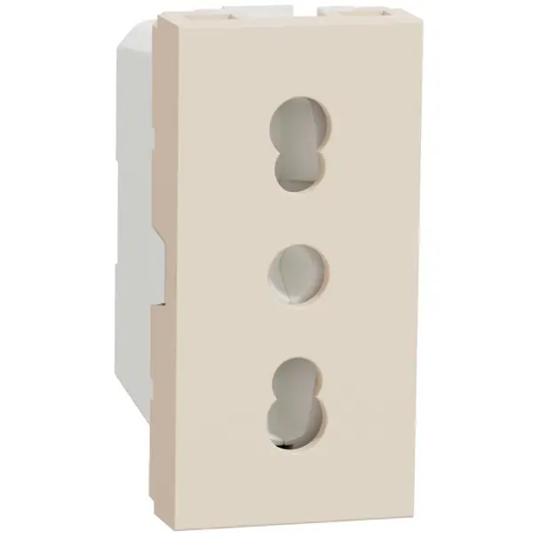 Priza standard italian 1m 16A 2P+E Schneider Noua Unica NU302344, bej