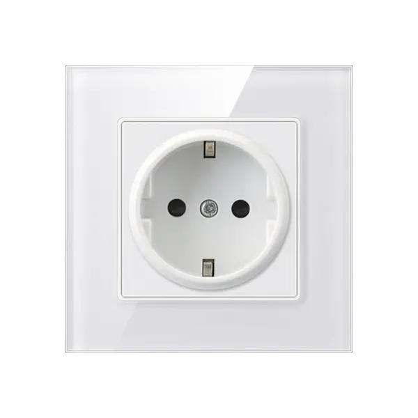 Priza Techstar® Crystal TS1, Sticla Securizata, Simpla, Culoare Alb Frost, 16A