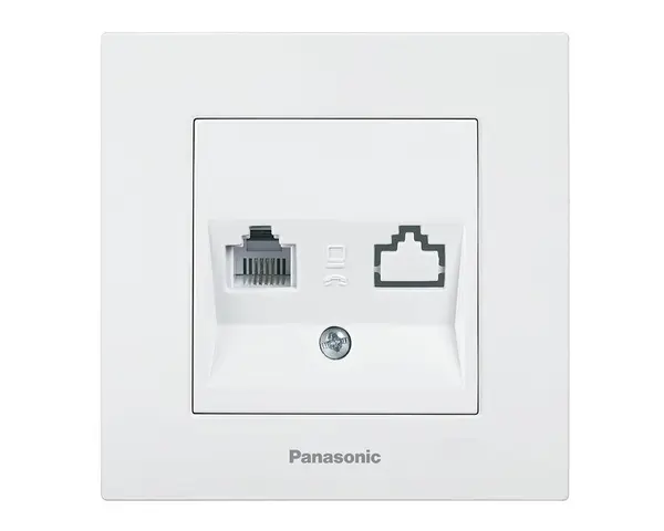 Priza telefon, 1xRJ11, CAT5E, montaj pe doza rotunda, alb, P20, Karre Plus Panasonic P-KPTP
