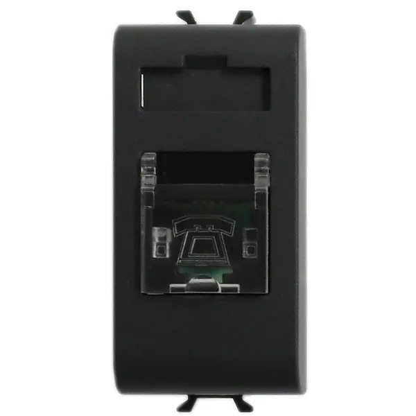 Priza telefon RJ11 1 modul Gewiss Chorus GW12401, negru satin