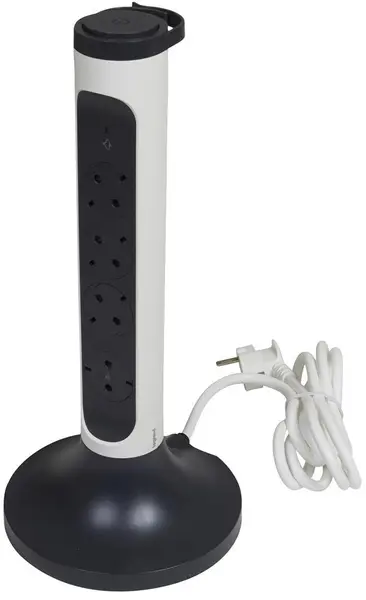 Priză tip turn Legrand - 694505 4x shuko, protecție, 2 m, alb-gri