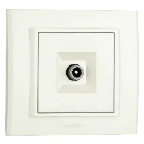 Priza TV de Trecere ST Mina Ovivo OV00448, 10A, 250V, IP20, Natural alb