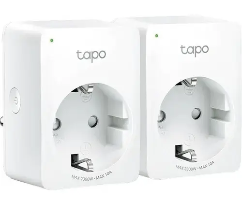 Priza Wi-Fi inteligenta TP-LINK Tapo P100, Schuko, compatibila Google Assistant si Amazon Alexa, programabila, 2 pack (Alb)