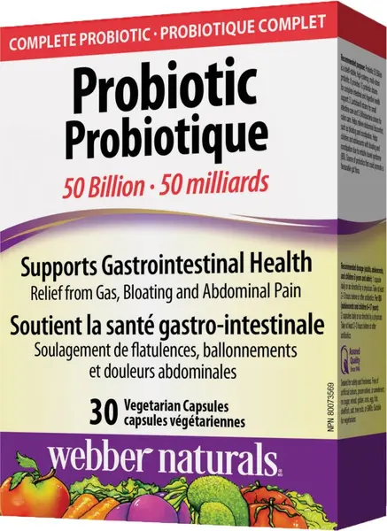 Probiotic 50 Billion, 30 capsule vege, Webber Naturals