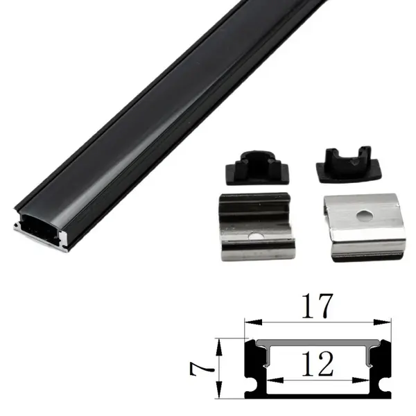 Profil Aluminiu Negru 2m Plat 17x7mm - Default Title
