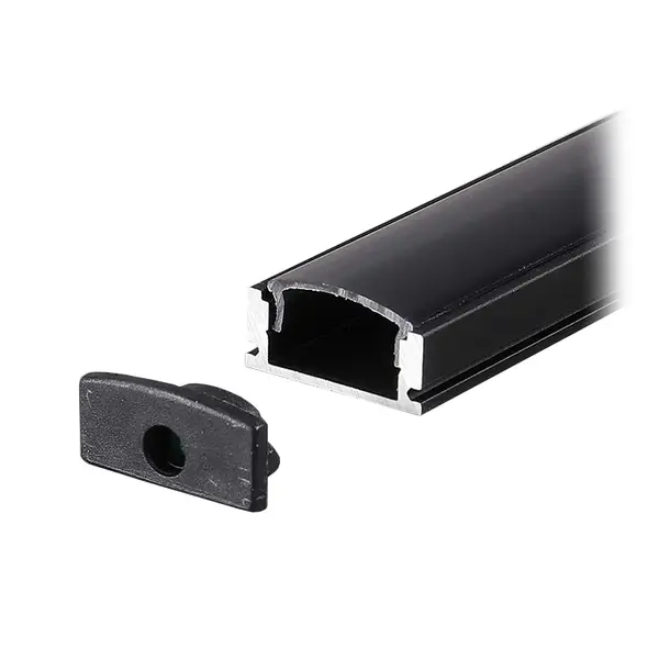 Profil aluminiu negru pentru bandă LED, 2000 x 17,4 x 7 mm