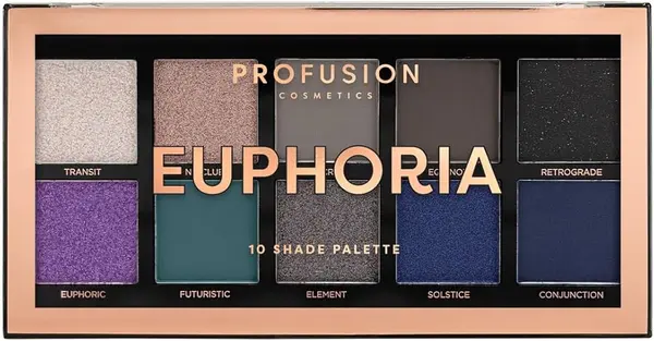 Profusion Cosmetics Paletă de farduri de pleoape Euphoria Mini, 10 culori