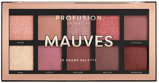 Profusion Cosmetics Paletă de farduri de pleoape Mouves Mini, 10 culori