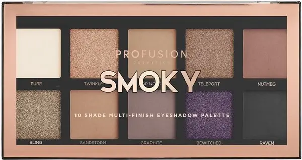 Profusion Cosmetics Paletă de farduri de pleoape Smoky Mini, 10 culori