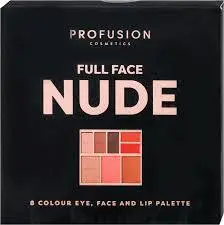 Profusion Cosmetics Paletă pentru ochi, față și buze Full Face Nude, 8 culori