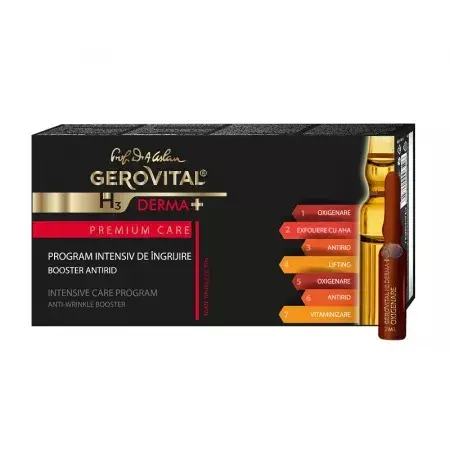Program intensiv de ingrijire H3 Derma+ Premium Care – 7 fiole x 2 ml, Gerovital