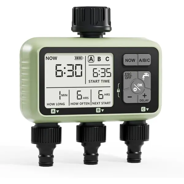 Programator automat pentru irigare Diivoo GM-HCT-378-EUGN, 3 zone, IP54, functie Rain Delay