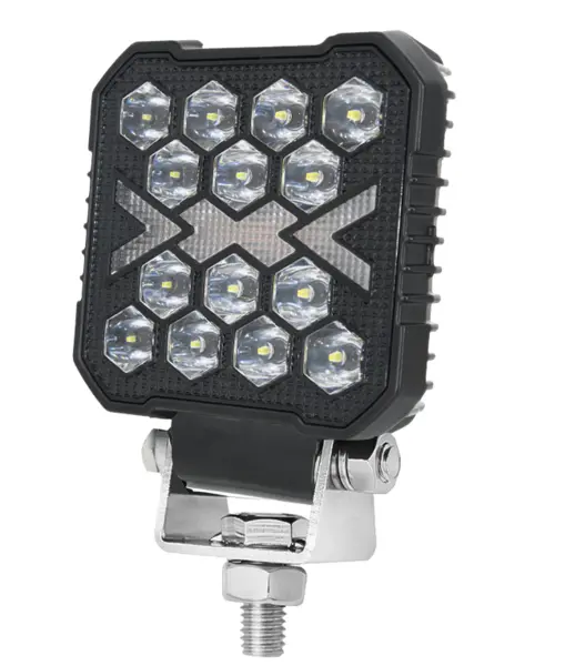 Proiector auto 14 LED Patrat 4inch alb si galben 12/24V IP67 cu sageti 26W
