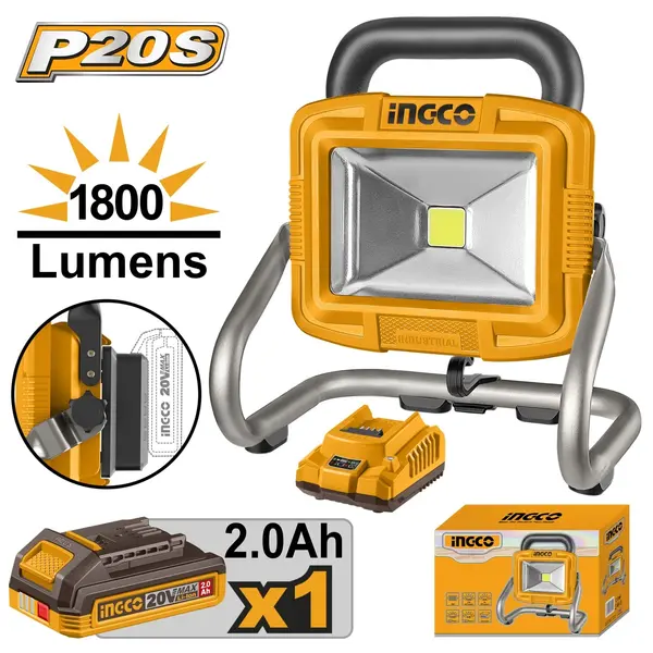 Proiector Led 20V 1800 Lumeni cu Baterie INGCO CWLI20258