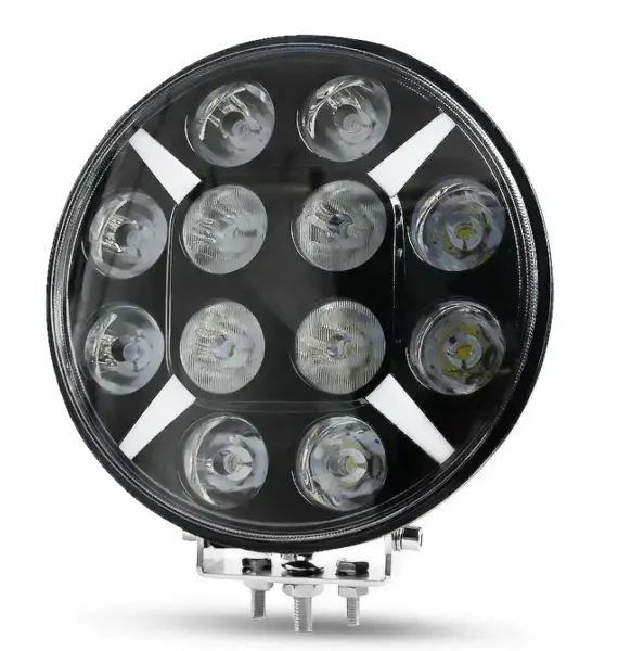 Proiector LED 9 inch Rotund 120W de 24000LM Alba + Galbena Pozitie si Stroboscop 12 24V