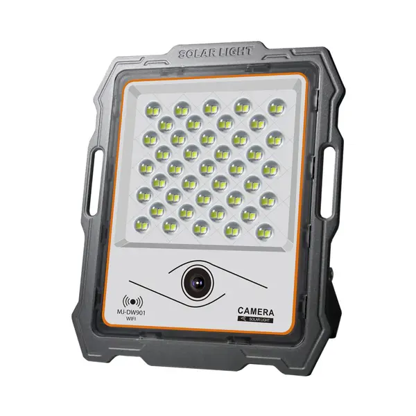 Proiector LED cu panou solar si camera WiFi, 100W-300W, 82-236 LED-uri, lumina alba, telecomanda