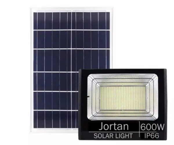 Proiector LED Jortan cu panou solar si telecomanda 600W NEGRU