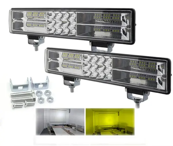 Proiector LED Off-Road 60 LED 60W Alb + Galben - Flood + Spot Combo Profesional 12-80V pentru SUV, 4x4, Camion si Utilaje
