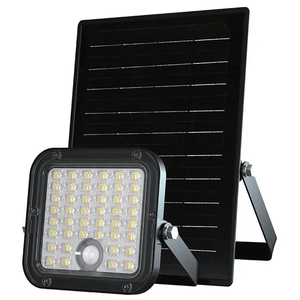 Proiector LED solar 10W 1500lm IP65 cu lumina rece si neutra 4000K + 6000K - Negru
