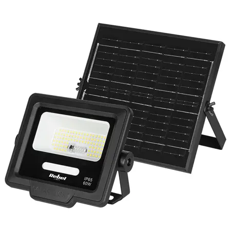 Proiector LED solar 60W 6800K cu panou solar si telecomanda