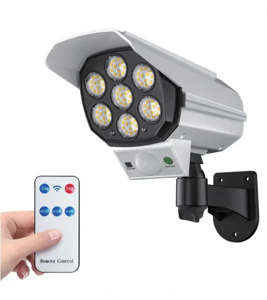 Proiector solar cu LED montare pe perete cu telecomanda si senzor de miscare, 18x18x20 cm