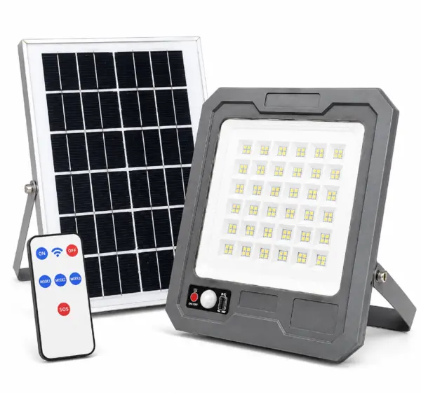 Proiector solar LED COBA CB T107 putere 1000W panou solar separat senzor de miscare telecomanda
