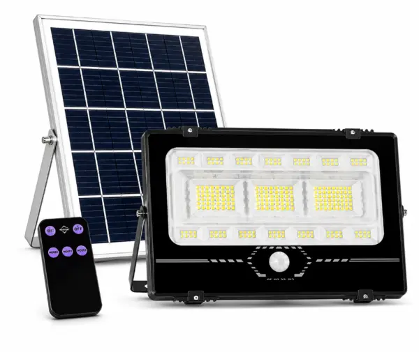 Proiector solar LED COBA CB T305 putere 200W panou solar separat senzor de miscare Telecomanda