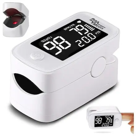 ProMedix Pulsoximetru medical PR-870, Promedix, Afisaj LED, 25-50 mA, 57 x 30 x 31 mm, Alb/Negru