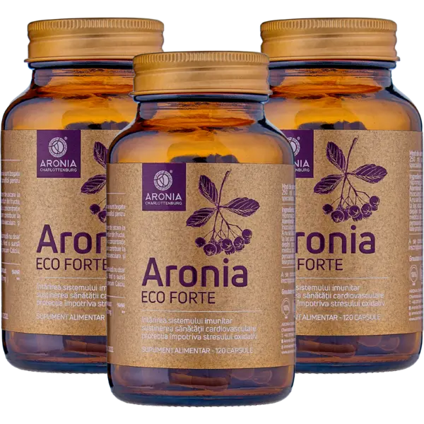 PROMO: 3 Flacoane Aronia Forte 120 Capsule ECO