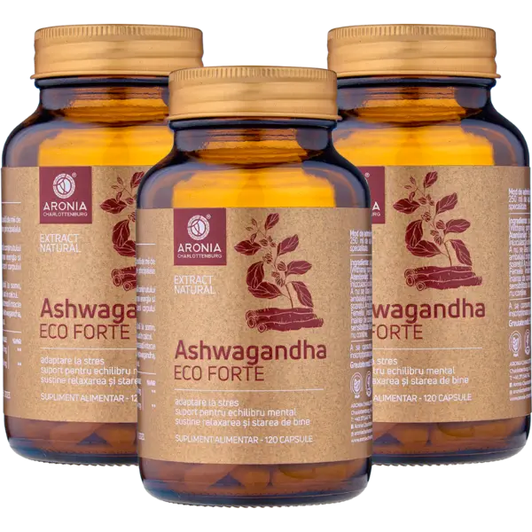 PROMO: 3 Flacoane Ashwagandha ECO Forte 120 Capsule