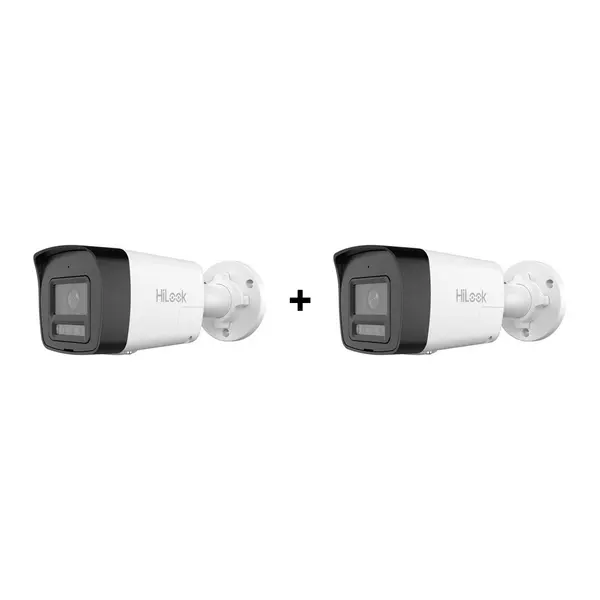 PROMO - Pachet camere supraveghere IP exterior cu iluminare duala Hikvision Hilook IPC-B120HA-LUF/SL(2.8MM), 2 MP, 2.8 mm, IR/Lumina alba 30 m, microfon si difuzor, PoE, slot card, pret redus 50% la al doilea produs