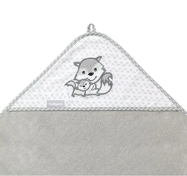 Prosop copii Baby Ono cu gluga fibra bambus 100x100 cm gri