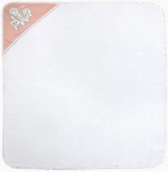 Prosop cu gluga Bambino Casa - Paris, 100 х 100 cm, Bianco Rosa
