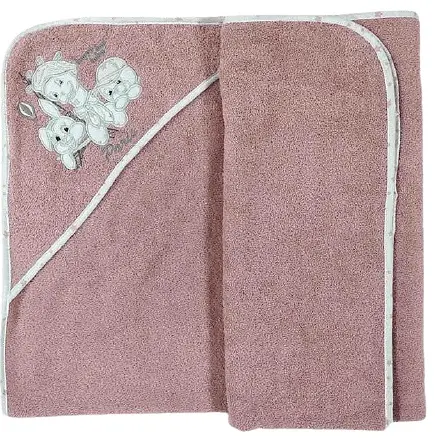 Prosop cu gluga bebe Bambino Casa - Paris Rosa, 100 х 100 cm