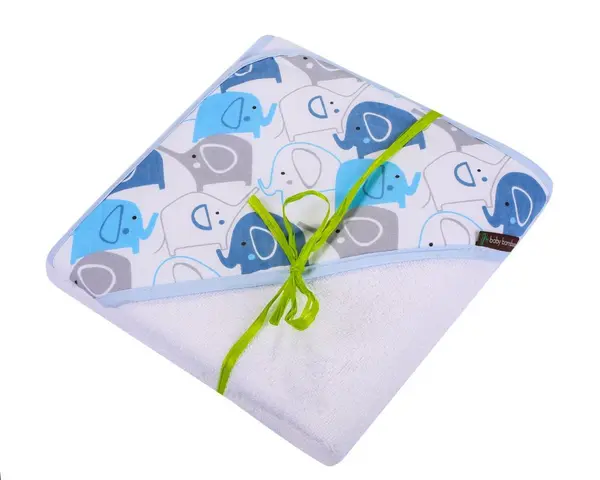 Prosop cu gluga din fibra de bambus 100x100 cm Blue Elefants